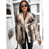 Bielohnedý kožušinový faux fur krátky kabátik CALORY