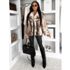 Bielohnedý kožušinový faux fur krátky kabátik CALORY