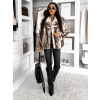 Bielohnedý kožušinový faux fur krátky kabátik CALORY