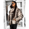 Bielohnedý kožušinový faux fur krátky kabátik CALORY