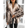 Bielohnedý kožušinový faux fur krátky kabátik CALORY