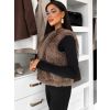 Hnědá kožešinová vesta SOLVEN (Veľkosť ONESIZE)