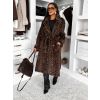 Leopardí dlouhý plyšový kabát NOCHO s páskem a límcem (Veľkosť ONESIZE)