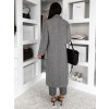 Šedý dlouhý elegantní kabát COBALT s knoflíky (Veľkosť ONESIZE)