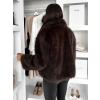 Tmavo hnedý faux fur huňatý kožušinový kabátik MORVEN