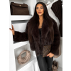 Tmavo hnedý faux fur huňatý kožušinový kabátik MORVEN