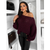 Vínový pletený široký oversize sveter MYRALI