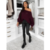 Vínový pletený široký oversize sveter MYRALI