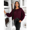 Vínový pletený široký oversize sveter MYRALI
