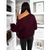 Vínový pletený široký oversize sveter MYRALI