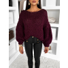 Vínový pletený široký oversize sveter MYRALI