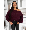 Vínový pletený široký oversize sveter MYRALI