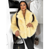 Žlutý faux fur huňatý kožešinový kabátek MORVEN (Veľkosť ONESIZE)
