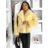 Žlutý faux fur huňatý kožešinový kabátek MORVEN (Veľkosť ONESIZE)
