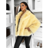 Žlutý faux fur huňatý kožešinový kabátek MORVEN (Veľkosť ONESIZE)