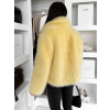 Žlutý faux fur huňatý kožešinový kabátek MORVEN (Veľkosť ONESIZE)