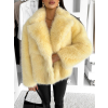 Žlutý faux fur huňatý kožešinový kabátek MORVEN (Veľkosť ONESIZE)