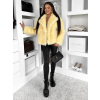 Žlutý faux fur huňatý kožešinový kabátek MORVEN (Veľkosť ONESIZE)