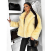 Žlutý faux fur huňatý kožešinový kabátek MORVEN (Veľkosť ONESIZE)