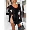 Černé krajkované krátké šaty KELMORY (Veľkosť M/L)