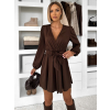 Hnedé košeľové zavinovacie krátke šaty OLUREYA