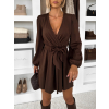 Hnedé košeľové zavinovacie krátke šaty OLUREYA