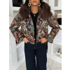 Hnedá elegantná bunda MORIVEN s veľkými kvetmi