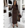 Hnědá tepláková midi hřejivá sukně ZOLAIRA (Veľkosť ONESIZE)