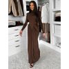 Hnědé společenské dlouhé šaty ESTAVION s průstřihy (Veľkosť ONESIZE)