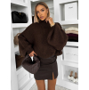 Hnedý dlhý maxi sveter FEROLYN