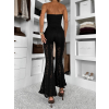 Čierne krajkové dlhé zvonové nohavice FYNORIA