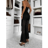 Čierne krajkové dlhé zvonové nohavice FYNORIA