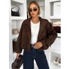 Tmavě hnědý semišový krátký kabátek RAVEANI (Veľkosť ONESIZE)