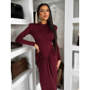 Vínové spoločenské dlhé šaty ESTAVION s prestrihmi