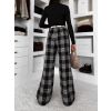 Černé kostkované kárované široké kalhoty VIOTRA (Veľkosť ONESIZE)