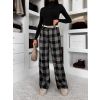 Černé kostkované kárované široké kalhoty VIOTRA (Veľkosť ONESIZE)