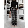 Černé kostkované kárované široké kalhoty VIOTRA (Veľkosť ONESIZE)