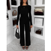 Čierny elegantný nohavicový elastický komplet FELUREATY