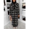 Černý kostkovaný dlouhý károvaný kabát OPHELYN (Veľkosť ONESIZE)