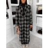 Čierny kockovaný dlhý károvaný kabát OPHELYN