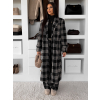 Čierny kockovaný dlhý károvaný kabát OPHELYN