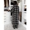 Černý kostkovaný dlouhý károvaný kabát OPHELYN (Veľkosť ONESIZE)