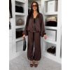 Hnědá stylová saténová souprava BRANYA (Veľkosť ONESIZE)