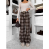 Hnedé kockované kárované široké nohavice VIOTRA
