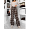 Hnedé kockované kárované široké nohavice VIOTRA