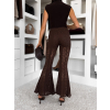 Hnedé krajkové dlhé zvonové nohavice FYNORIA
