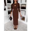 Hnedé spoločenské midi šaty KYRAYA s rázporkom
