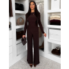 Hnedý elegantný elastický nohavicový komplet FELUREATY