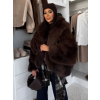 Hnědý faux fur kožešinový kabátek KIRELIA (Veľkosť M/L)