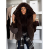 Hnědý faux fur kožešinový kabátek KIRELIA (Veľkosť M/L)